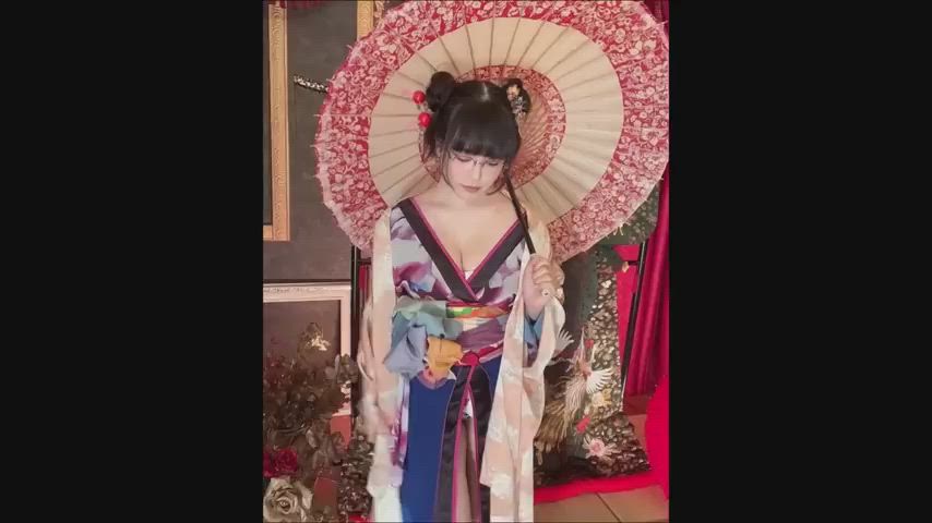 asian babe cute japanese kimono model gif