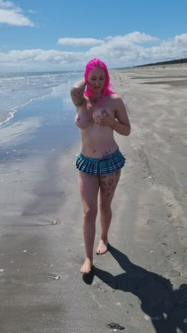 babe beach boobs hotwife milf outdoor pink pornstar tits gif