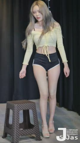 ass dancing korean shorts tease tits gif