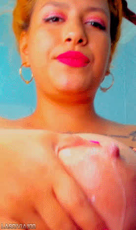 Cam Camgirl Latina Lipstick Milking Nails Natural Tits Vertical gif