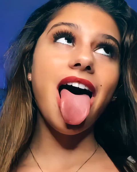 cumshot cute facial long tongue pornstar tease teen tiktok tongue tongue fetish gif