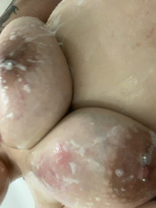 Big Tits Nipple Piercing Soapy gif