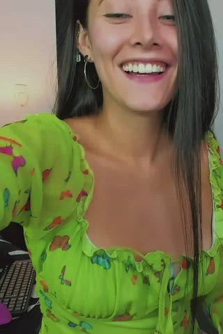 boobs camgirl cute flashing latina smile teen tits titty drop gif