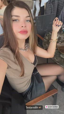 blonde skirt turkish gif