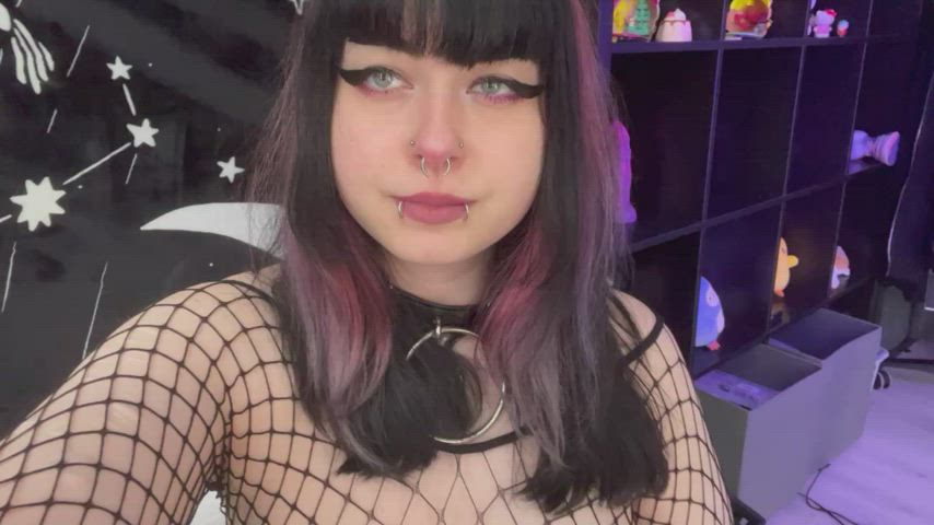 big ass big tits fishnet goth nipple piercing gif