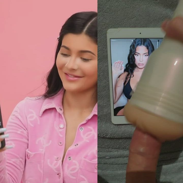 Kylie Jenner reacting to her fleshlight cum trib!!!