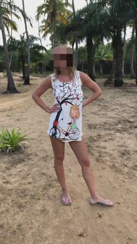 Big Tits Flashing Natural Nudist Outdoor Public Undressing gif