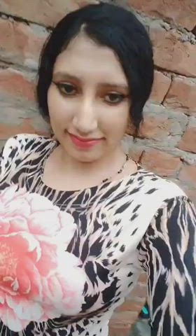 big tits cute desi girlfriend indian pakistani selfie smile gif