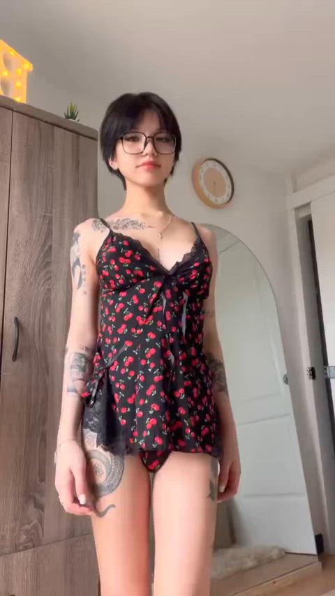 asian bubble butt bulge cute panties tattoo tattooed trans woman trans girls gif