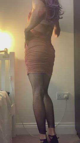 cock dress fishnet sissy gif