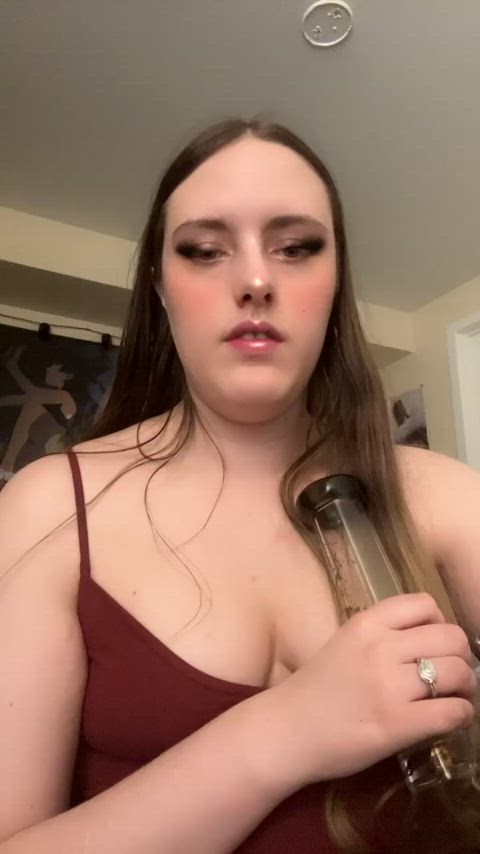 amateur cute homemade onlyfans pov pornstar smoking tits gif