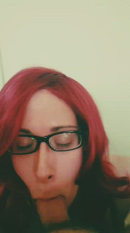 blowjob crossdressing glasses oral redhead sissy gif