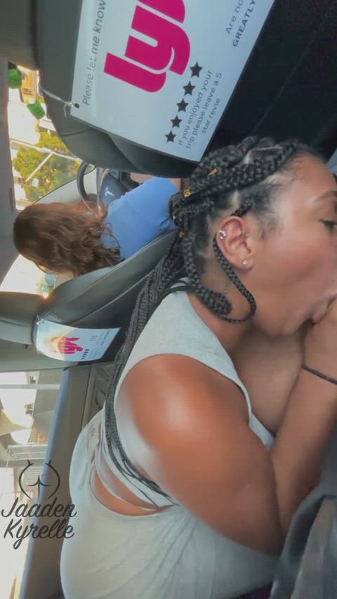 BBC Babe Blowjob Car Car Sex Ebony Ebony Couple POV Public r/CaughtPublic Porn GIF