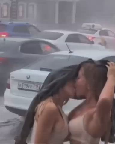 Kissing in the rain