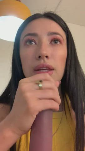 blowjob deepthroat face fuck green eyes massage pink teen gif