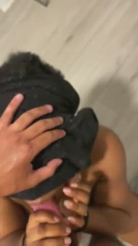 blowjob ebony hair interracial mask sucking gif