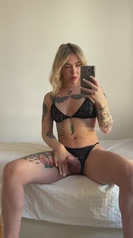 big dick blonde cock femboy masturbating onlyfans solo tattoo trans gif