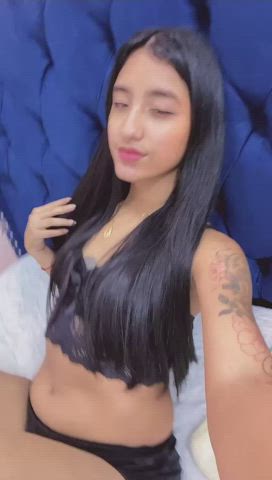 camgirl latina lingerie long hair masturbating sensual sex teen webcam gif