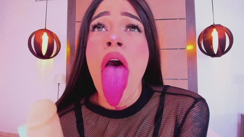 Blowjob CamSoda Colombian Dildo Lips Lipstick Long Hair Long Tongue Tongue Fetish