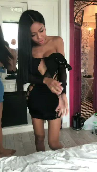 Ladyboy Takes Off Dress Shows Huge Hard Cock