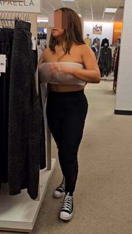 My titties out shopping in a Charlotte mall