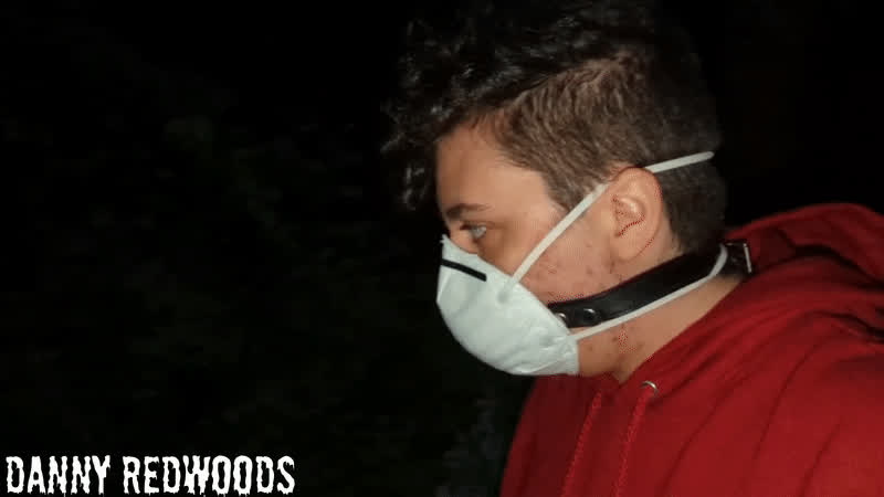 bdsm ball gagged ftm fetish gagged kinky mask outdoor public trans man gif