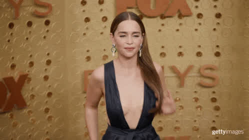 Brunette Celebrity Dress Emilia Clarke White Girl gif