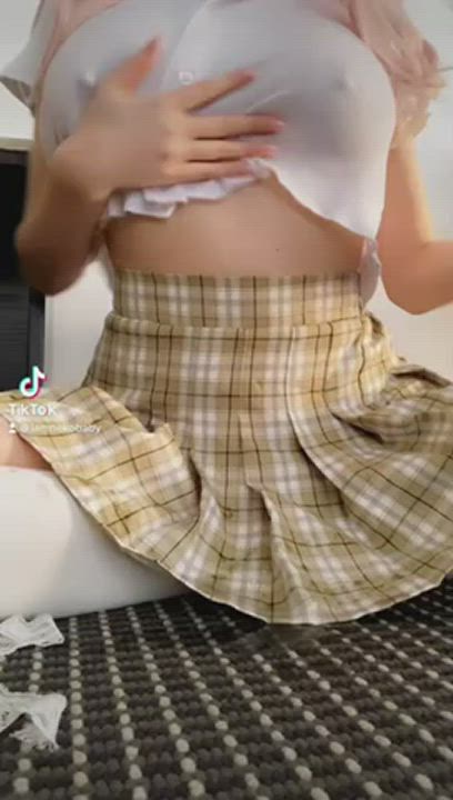 Boobs Jiggling Schoolgirl TikTok gif