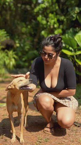 big tits boobs brunette cleavage indian shorts teasing thighs upskirt gif