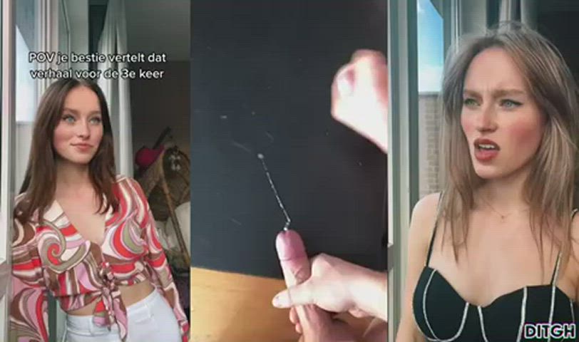 babecock cum cumshot double cumshot girls gooning tiktok white girl r/gooned gif