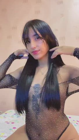 camgirl cute latina lingerie long hair natural tits nipples tattoo teen webcam gif
