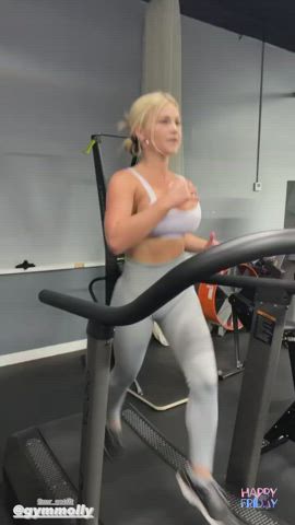 Blonde Cleavage Workout gif