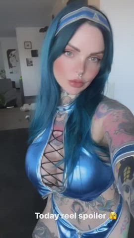 alt cleavage goth italian tattoo tongue fetish gif