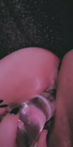 Brunette Chubby Dildo Hotwife Masturbating Pussy Pussy Spread Solo Wife gif