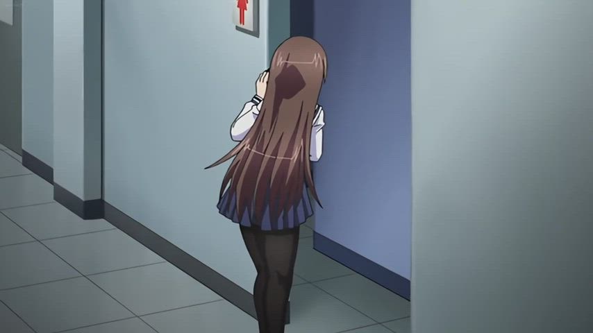 animation anime hentai pantyhose schoolgirl standing doggy tights upskirt gif