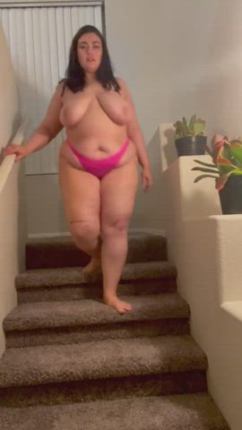 bbw big tits jiggling natural tits panties saggy tits tits gif