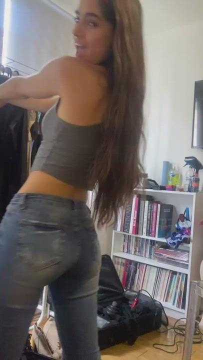 Booty Dancing Hair Pulling Jeans Pole Dance Shaking Skinny Teen Twerking gif