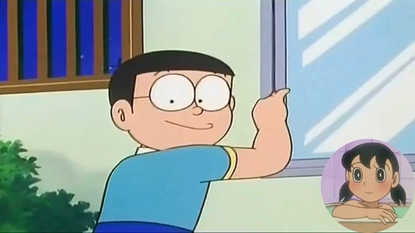 Shizuka Bath Peeked by Nobita from Window