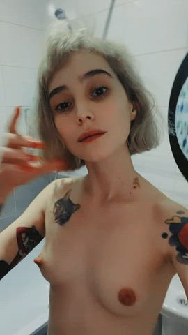 ass asshole bathroom blonde tits ghost-nipples pale-girls gif