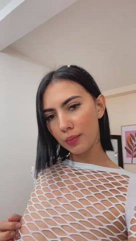 Latina Model Nipples Piercing Short Hair Skinny Small Tits Tattoo Tits gif