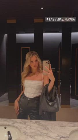 blonde leather mirror gif