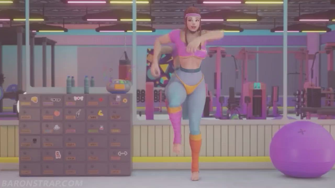 Animation Bouncing Tits Dancing Gym Jiggling Swedish Underboob Workout gif