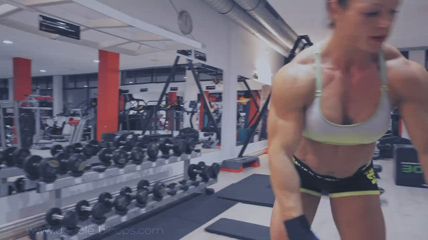 babe bodybuilder female fitness goddess gym muscular girl romanian workout gif