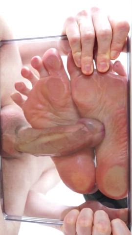 big dick cum cum on feet cumshot feet foot fetish footjob glass milking table soles