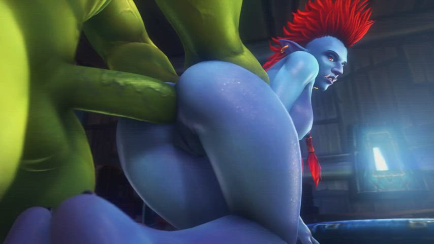 3d anal animation blue doggystyle fantasy monster cock monster girl gif