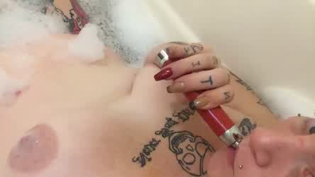 Bathtub Big Nipples Boobs NSFW Naked Nude Smoking Tits gif
