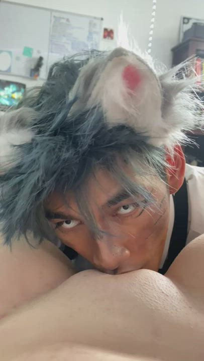 Cosplay Eye Contact Puppy Pussy Licking gif