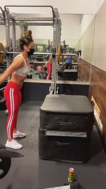 Brunette Cleavage Workout gif