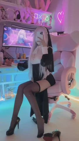cosplay stockings thighs gif