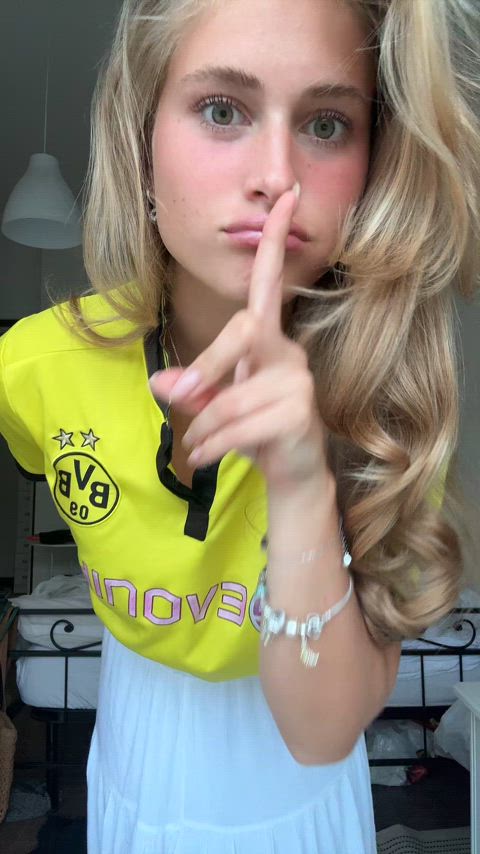 blonde dancing football tiktok tik-tok gif